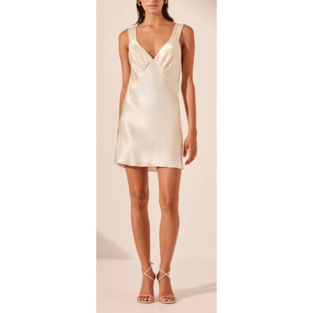 Shona Joy 'La Lune Lounge' White Plunged Slip Dress Size L